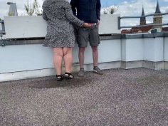 Plump milf elena gets wet legs in public pissing scene with big cock aleksandr
