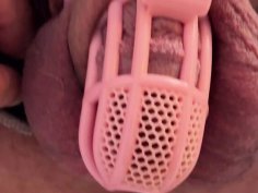 Dominant milf teases sissy husband in chastity cage - foot fetish dirty talk